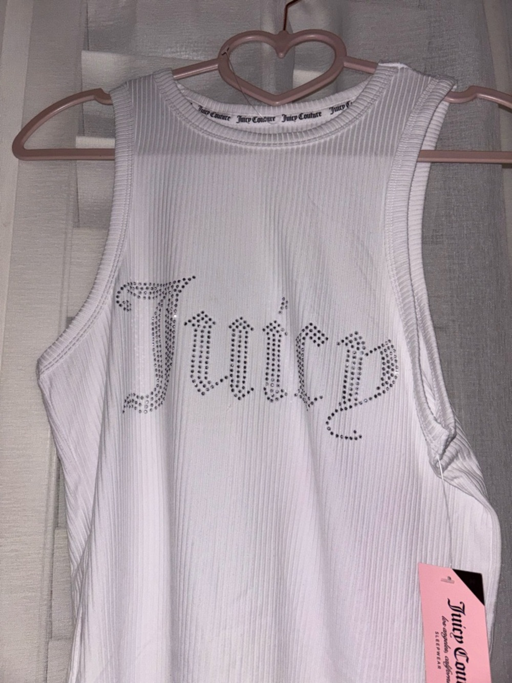 Juicy Couture White Ribbed Tank with Crystal Logo